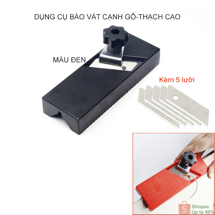 Dụng cụ bào vát mép gỗ, mép tấm thạch cao đa năng bằng nhựa kèm 5 lưỡi dao dài (hàng sẵn kho)