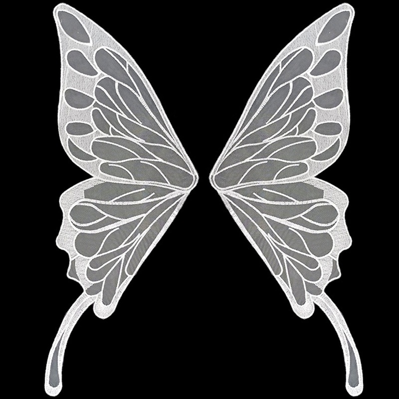 1 Cặp Miếng Vải Ren Lưới Thêu Hình Cánh Bướm Sau Lưng Dùng Trang Trí Đầm DIY