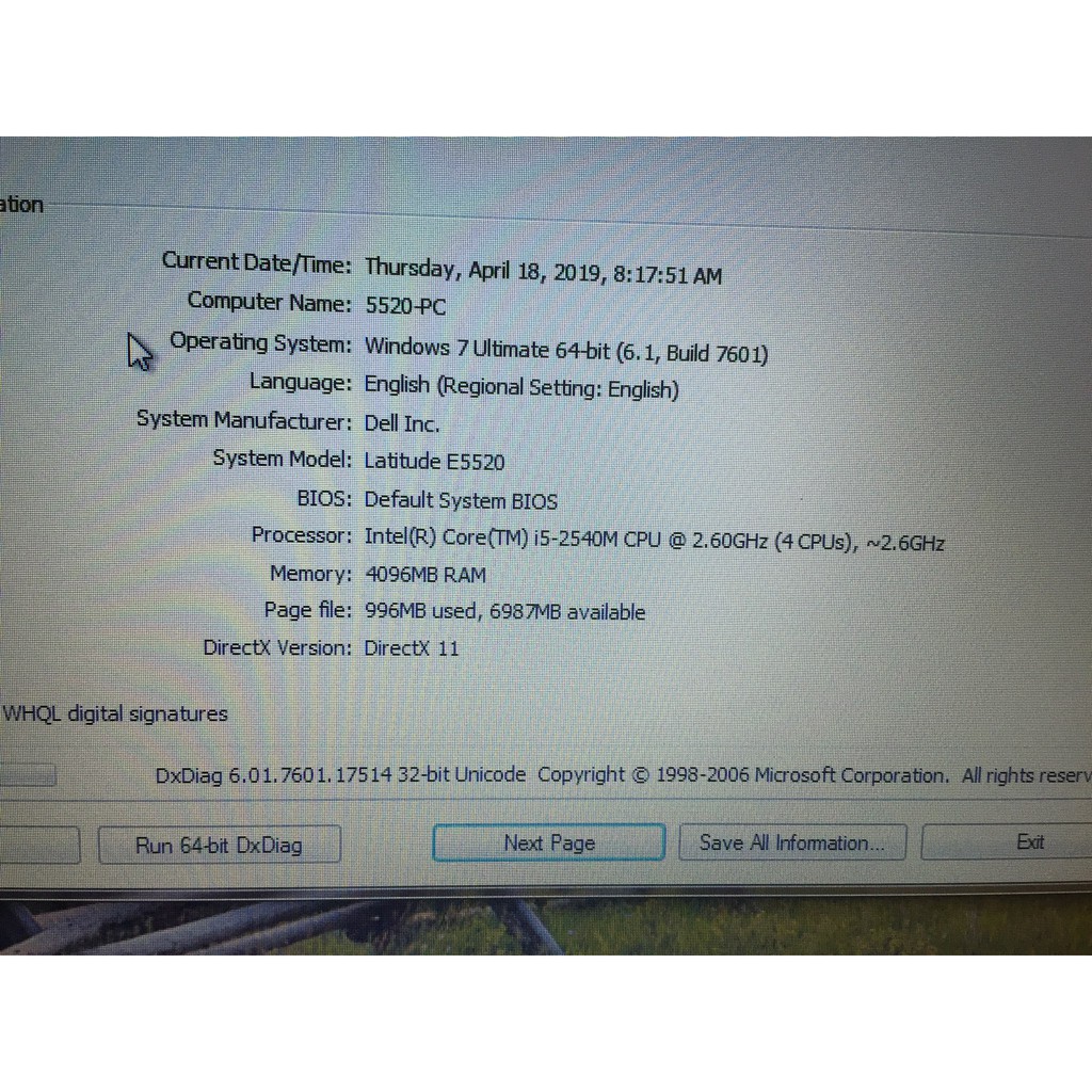 Laptop Dell latitude E5520 Core I5 2520M, Ram 4G, Hdd 320G, 15.6 inch.