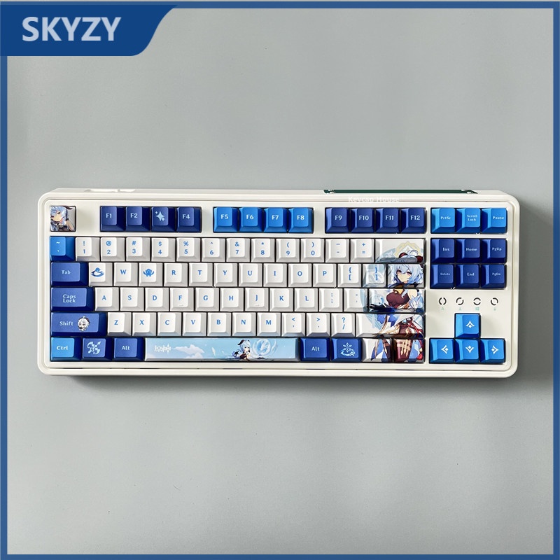 Ganyu Keycap Cherry Profile Genshin Impact Anime PBT Dye Sub Bàn phím cơ học Keycap