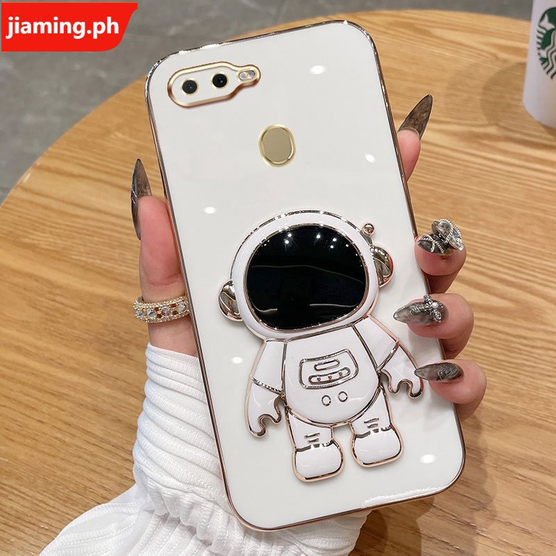 Ốp Điện Thoại Mềm Mạ Điện Hình Phi Hành Gia 3D Có Giá Đỡ Cho Oppo A5S A12