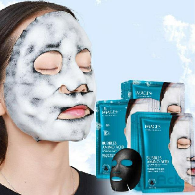 Mặt nạ giấy than sủi bọt thải độc amino acid dùng cái nhân,spa thẫm mỹ viện.