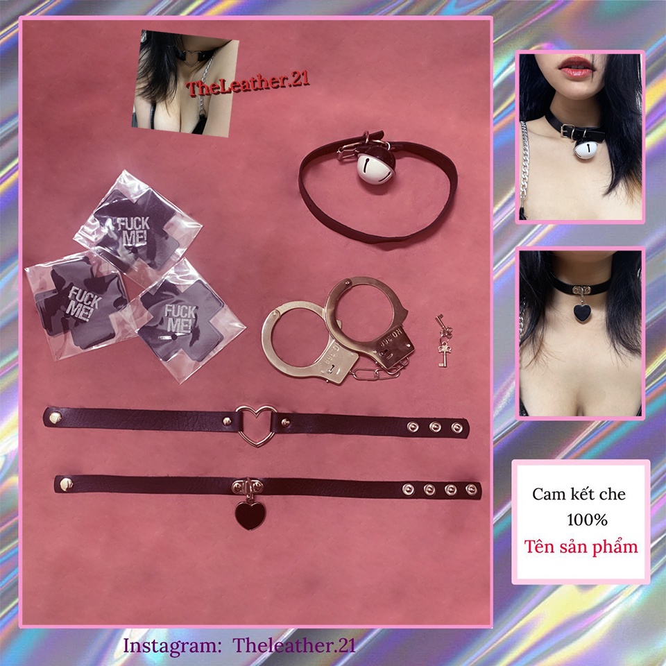Đồ chơi còng tay sm, vòng cổ sm choker, miếng dán ngực sm