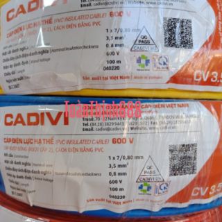Dây Cáp điện đơn CV3.5 Cadivi 100mét