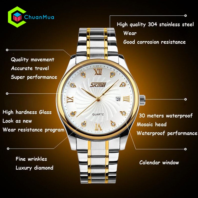 Đồng hồ Nam Skmei 9101 số kim cương DHA345 | BigBuy360 - bigbuy360.vn