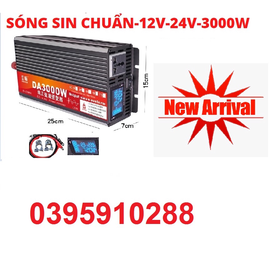 BỘ KICH ĐIỆN INVERTER 12V-24V Lên 220V 3000W SIN CHUẨN - DA-3000W