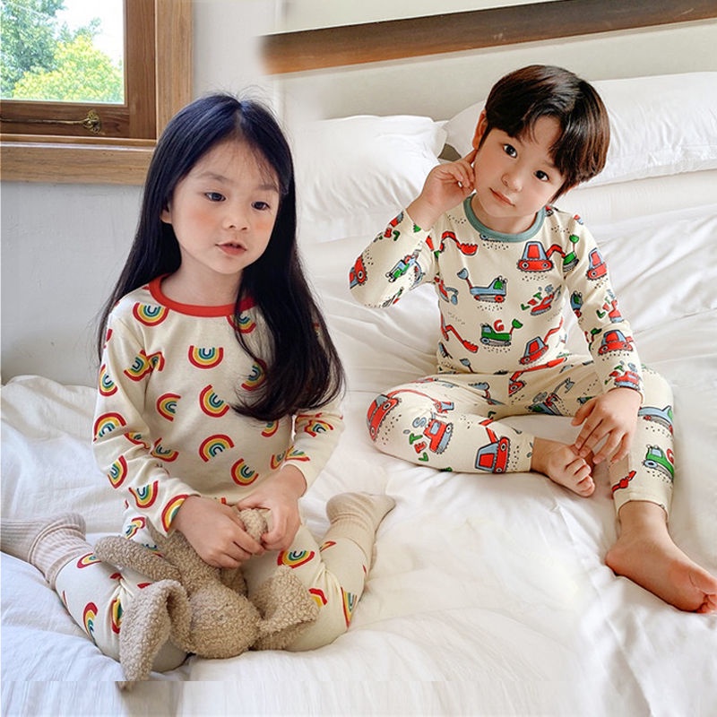 Bộ Đồ Ngủ Tay Dài Chất Cotton In Họa Tiết Hoạt Hình Dễ Thương Thoải Mái Thời Trang Mùa Thu Cho Bé Trai Và Gái 7 Tuổi