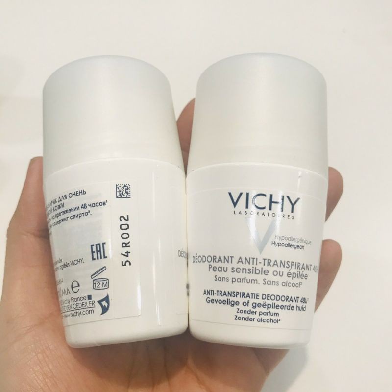 Lăn Khử Mùi Nách Vichy Traitement Anti-Transpirant 48h Nắp Trắng 50ml cảu Pháp