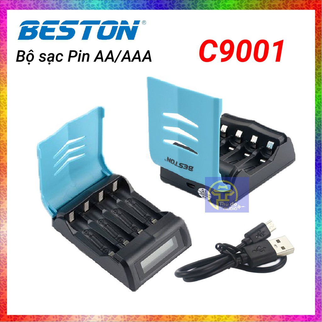 {Chính hãng} Bộ sạc pin đa năng AA/AAA Beston C9001 sạc nhanh tự ngắt, có màn LCD báo dung lượng pin