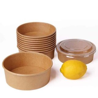 Tô giấy kraft nâu nắp trong 750ml - Lốc 10 tô