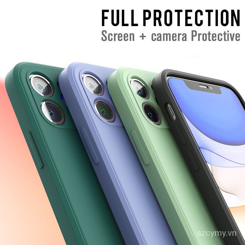 Ốp điện thoại silicon cạnh vuông chống rơi thích hợp cho iPhone 13 12 11 Pro XS XR X 7 8 6 Plus SE 2020