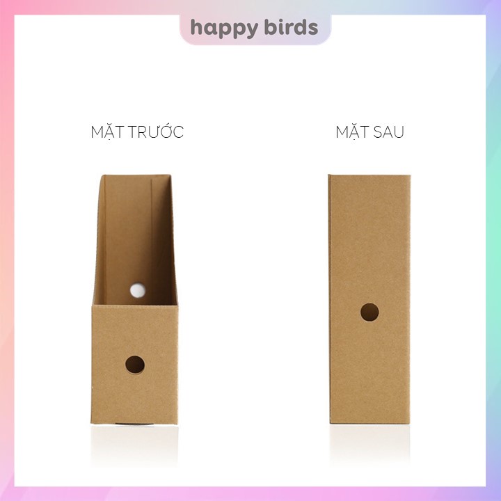 Khay đựng tài liệu hộp đựng sách A4 giấy bồi kraft cứng đựng sách để bàn The Happy Birds
