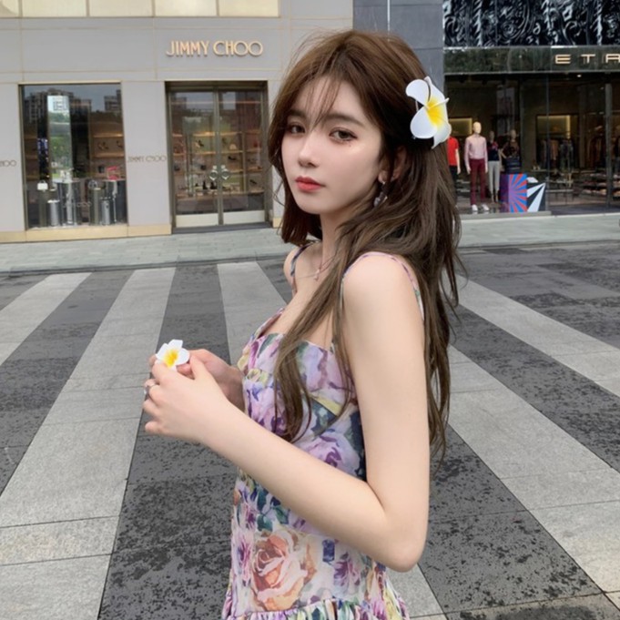 Đầm Hai Dây In Họa Tiết Hoa Xinh Xắn Dành Cho Nữ | BigBuy360 - bigbuy360.vn