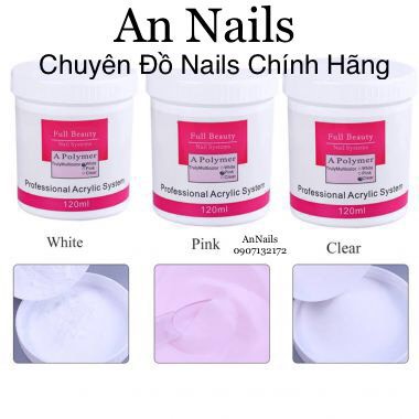 BỘT ĐẮP MÓNG EZFLOW 120ml CHÍNH HÃNG SIÊU MỊN, SIÊU DẺO, KHÔNG VÓN CỤC - POLYMER NAIL POWDER ĐỦ 3 MÀU