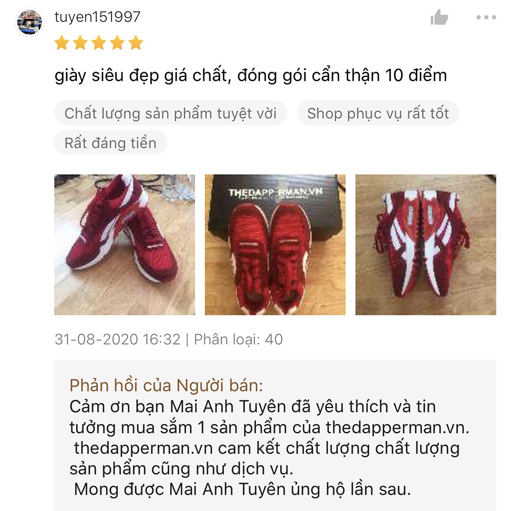 Giày thể thao nam sneaker THEDAPPERMAN TDM861 chất liệu vải kết hợp da lộn, đế cao su ma sát tốt, phù hợp chạy bộ,màu đỏ | BigBuy360 - bigbuy360.vn