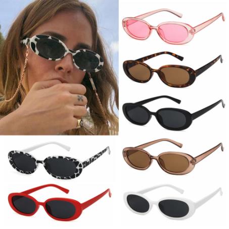 FANCY European and American Fashion Sunglasses Ladies Cat Eye Shading Fashion Small Frame Triangle Sunglasses Men Trend Cow Color Small Frame Sunglasses