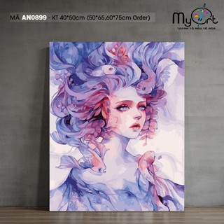 Tranh tự tô màu theo số sơn dầu số hóa Myart - Tranh Cô gái Đại dương mã AN0899
