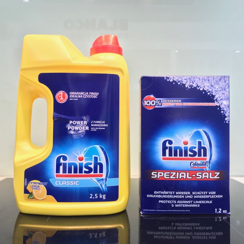 Combo Bột rửa bát Finish 2.5kg + Muối Finish 1.2kg Hàng châu Âu