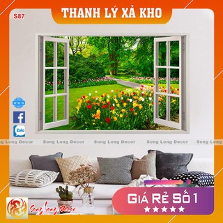 Tranh dán tường 3d Cửa Sổ - S87 Tranh 3D Không Gian Sống - Song Long Decor