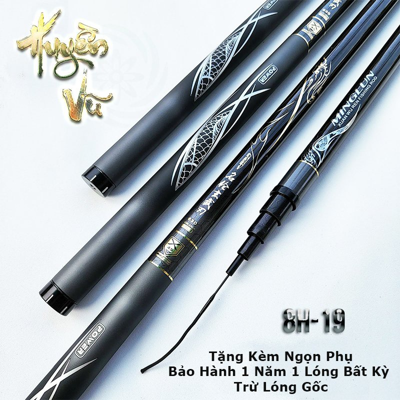 Cần câu tay Huyền Vũ 8H bản săn hàng chính hãng phôi xoắn X tải tĩnh 4500g Đồ Câu Việt Bắc