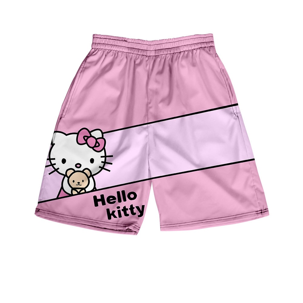 Quần Short Dáng Rộng Họa Tiết HELLO KITTY Thời Trang Cho Nam Và Nữ PV2G