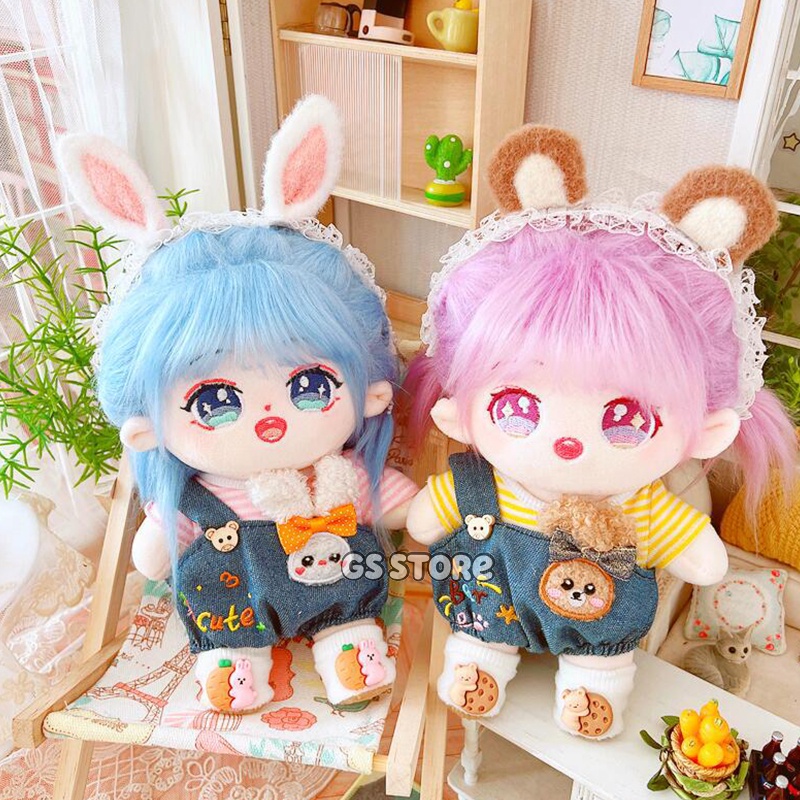 Búp Bê Mặc Yếm Sọc 20cm Đáng Yêu