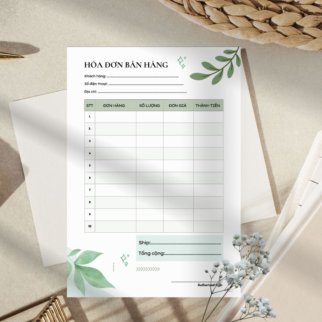 Tập 50 tờ, hóa đơn bán hàng, Hoá đơn bán lẻ giấy photo hoạt ảnh cực cute size 10x14.5cm