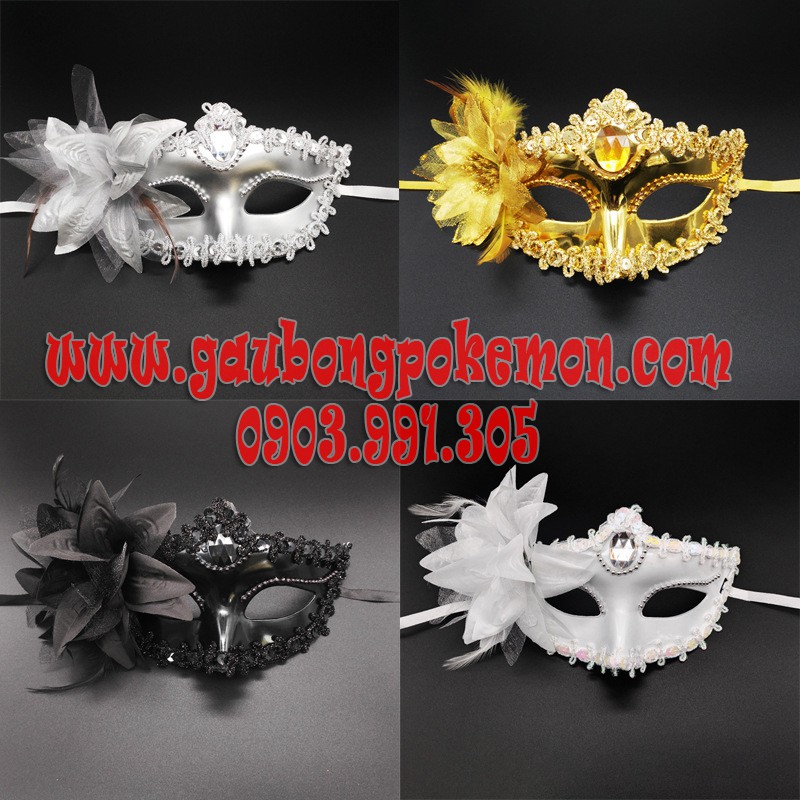 Mặt nạ nửa mặt 1 bông to dạ hội quý phái sang trọng có dây