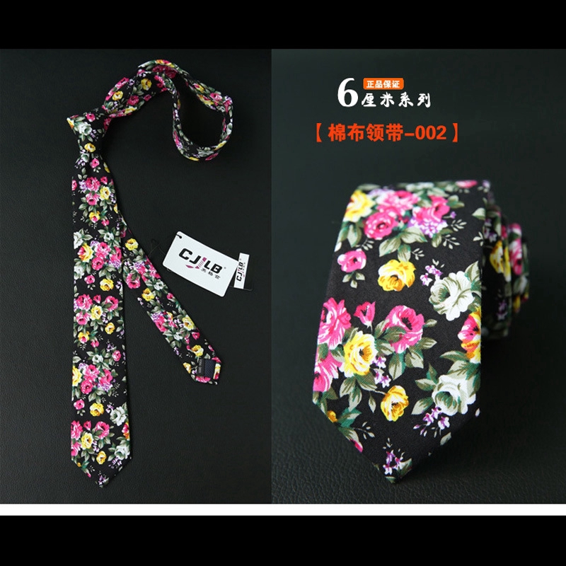 Cà vạt EFAN cotton họa tiết hoa thời trang rộng 6cm dành cho nam