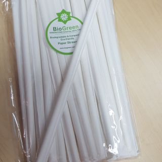 25 ống hút giấy Biogreen trắng có bọc giấy