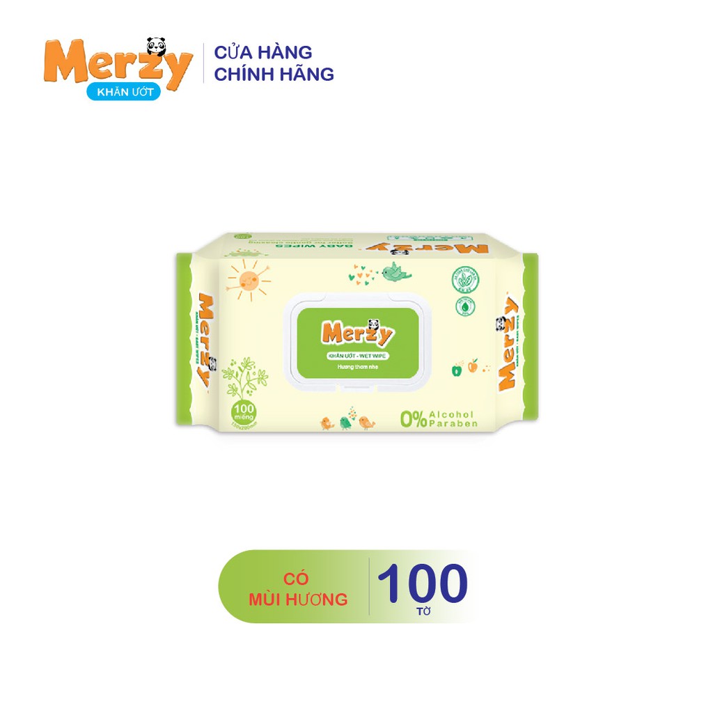 Khăn ướt Merzy có mùi hương 100 tờ / gói