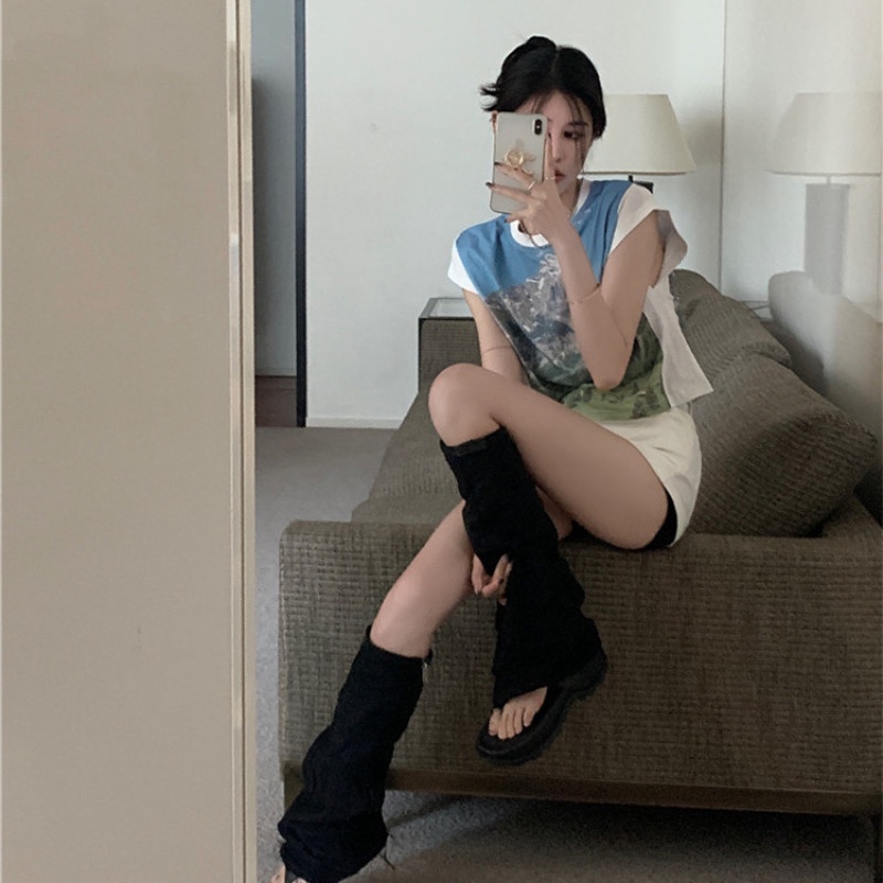 Áo Thun Tay Ngắn Dáng Rộng In Hình Phong Cảnh Thời Trang Cho Nữ