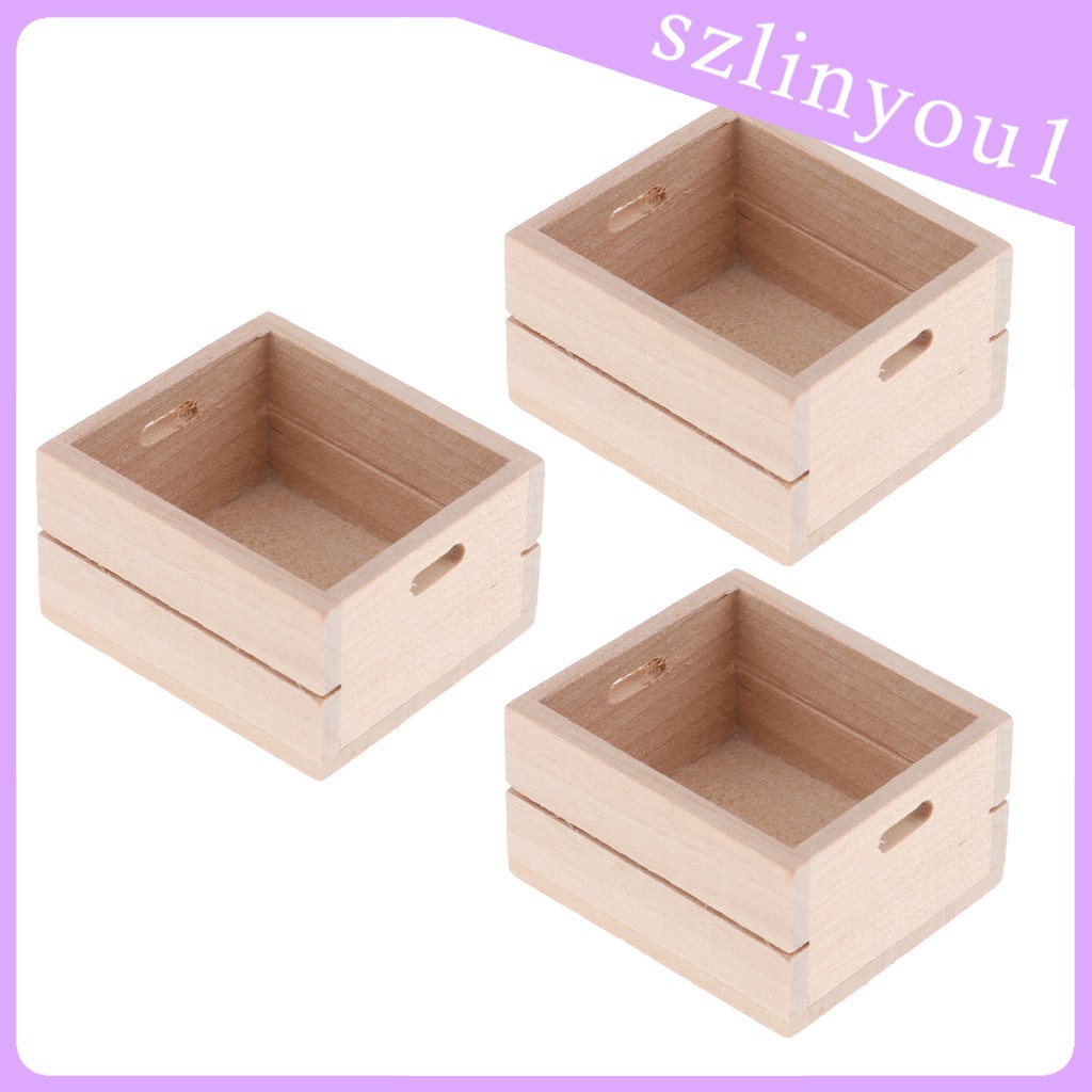 Bộ 3 Hộp Gỗ Mini 1: 12 Trang Trí Nhà Búp Bê