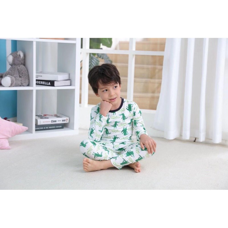 Bộ Đồ Ngủ Vải Cotton In Hình Cá Sấu Dễ Thương Cho Bé