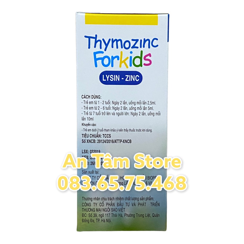 THYMOZINC FORKIDS syrup 125ml giúp tăng sức đề kháng,tăng cường tiêu hoá,giúp cơ thể phát triển khỏe mạnh | Thế Giới Skin Care