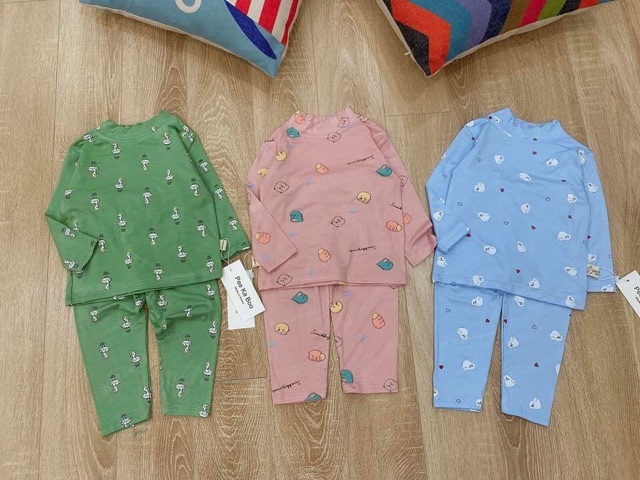 Bộ thu đông thun lạnh cotton cổ cao, quần áo trẻ em thu đông PEEKAPOO hàng quảng châu bé trai bé gái sz 10-16kg