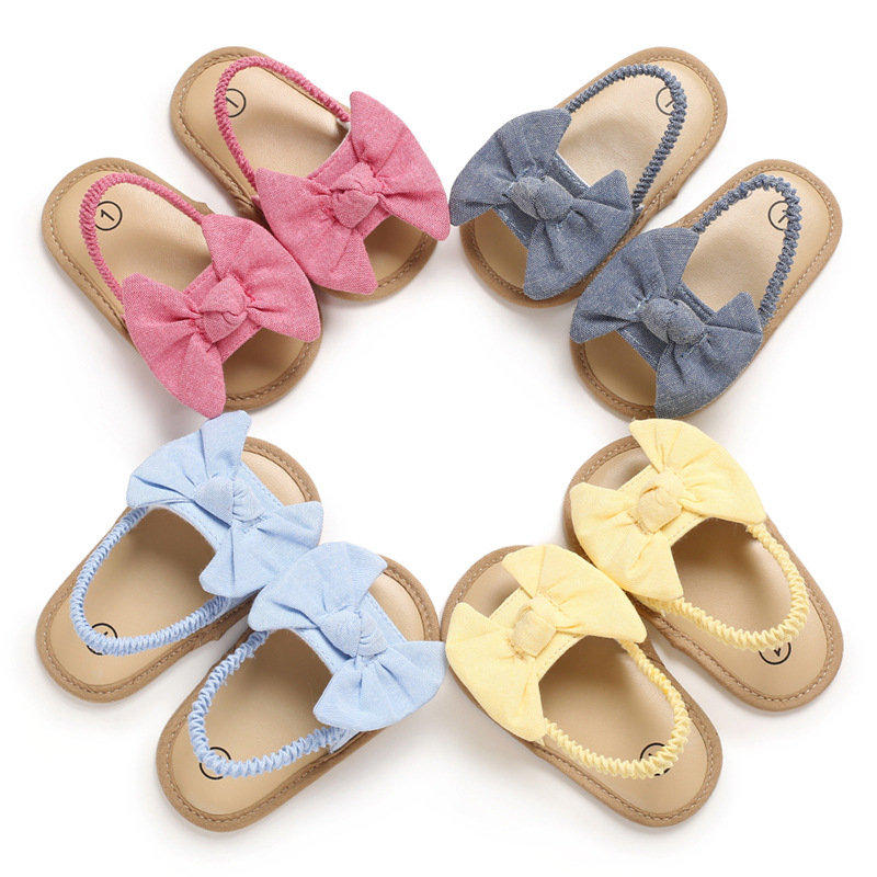 Giày Sandal Đế Mềm Đính Nơ Cho Bé Gái