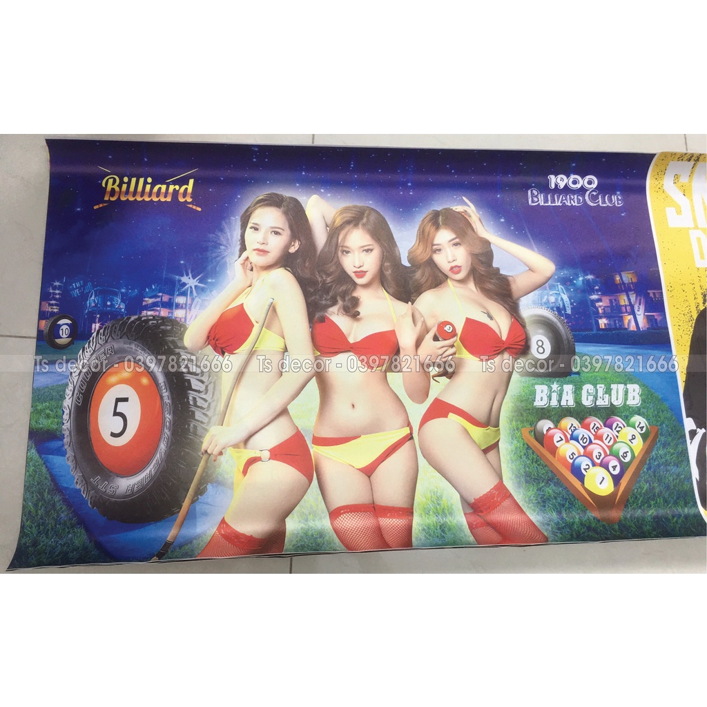 Tranh dán tường club bida 3D tặng kèm keo dán tường