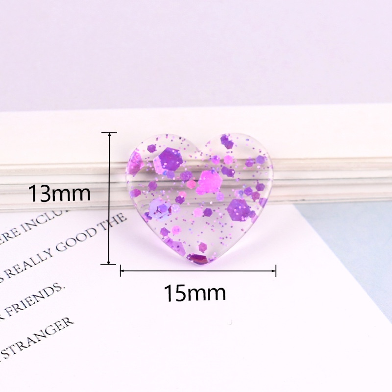 Mô hình 05 trái tim và ngôi sao đính kim tuyến bên trong dùng làm đồ thủ công trang trí handmade Charm SLime