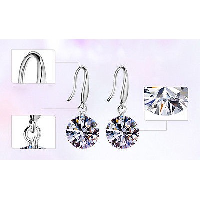 Khuyên tai mạ bạc đính đá nhân tạo lấp lánh thời trang