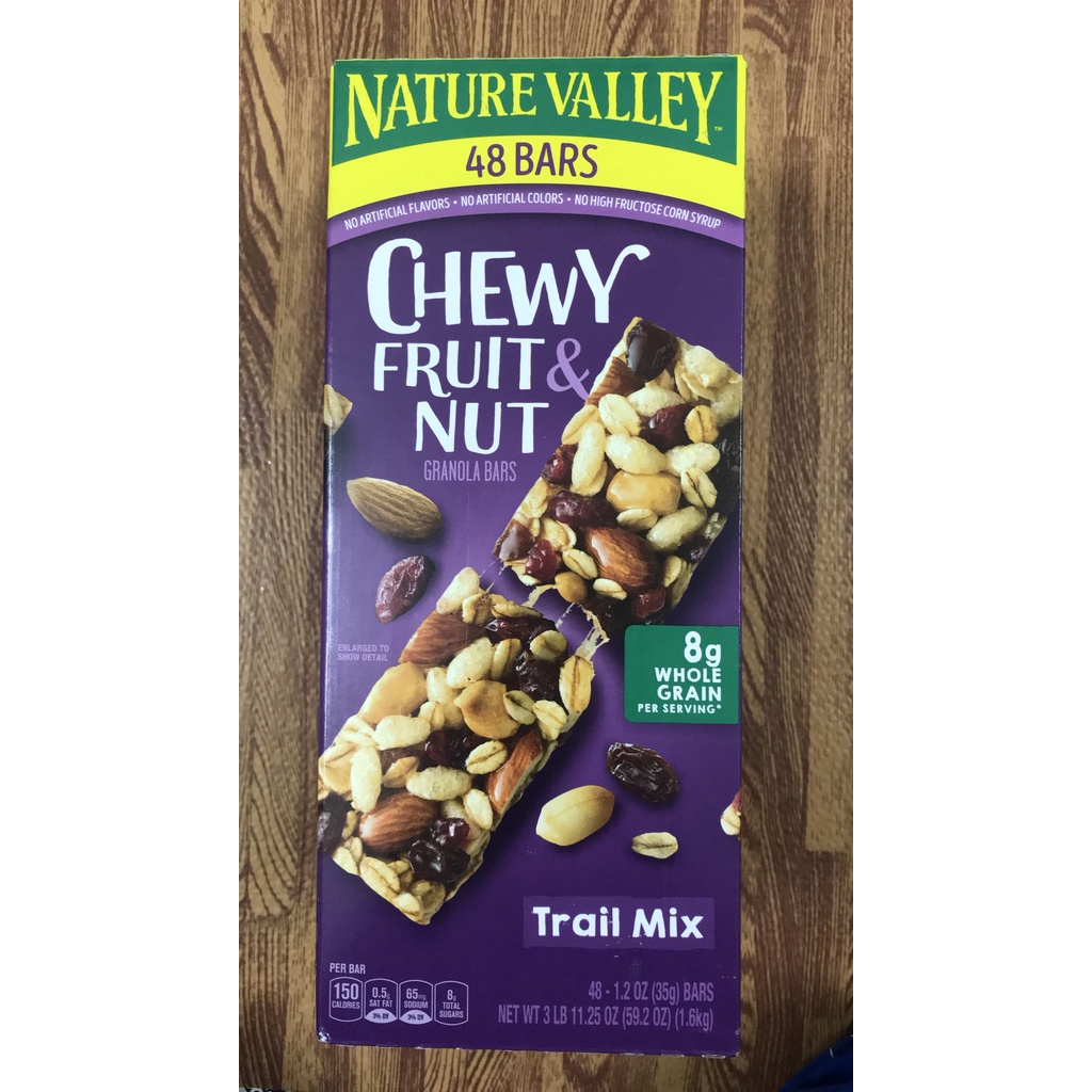 LẺ - Bánh Yến Mạch Mix Trái Cây &amp; Hạnh Nhân &amp; Đậu Phộng Sấy khô NATURE VALLEY FRUIT &amp; NUT CHEWY GRANOLA BAR, TRAIL MIX