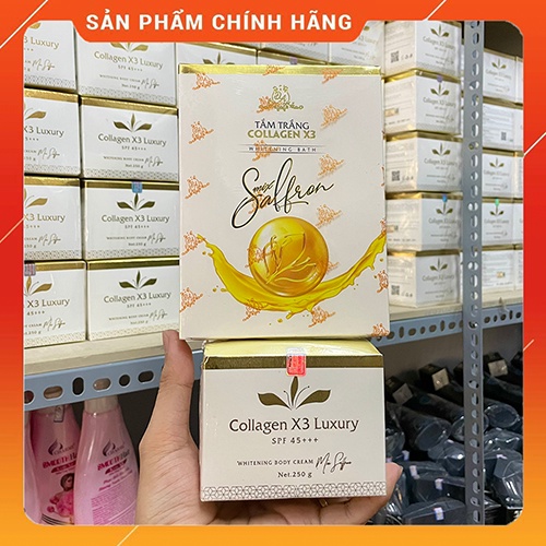 [Chính hãng] Combo Kem Body Collagen X3 Luxury + Tắm Trắng Colagen X3 Mix Saffron công ty Mỹ phẩm Đông Anh