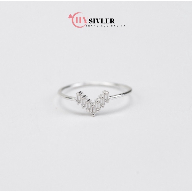 Nhẫn bạc ta trái tim nhỏ xinh đính đá nữ tính trẻ trung nhẫn nữ bạc thật