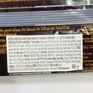 Kẹo socola Hershey’s nuggets 56g (3 vị nhập khẩu malaysia)