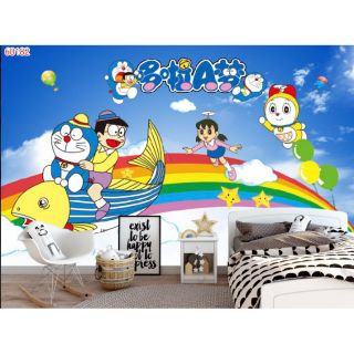 Tranh 3D dán phòng trẻ em, phòng ngủ em bé doremon