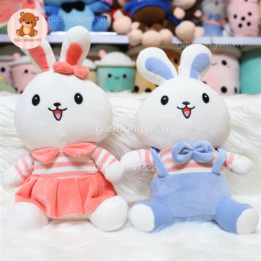 Gấu Bông Thỏ Cony Áo Kẻ Mềm Mịn Cao Cấp Quà Tặng Cho Bé - TB31