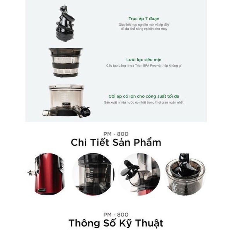 Lưới Lọc Máy ép hoa quả chậm Promix PM-800,Tea Shop TS-400