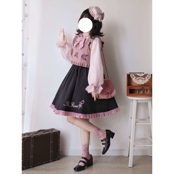 YAS0810-Set áo váy hoa hồng nhỏ