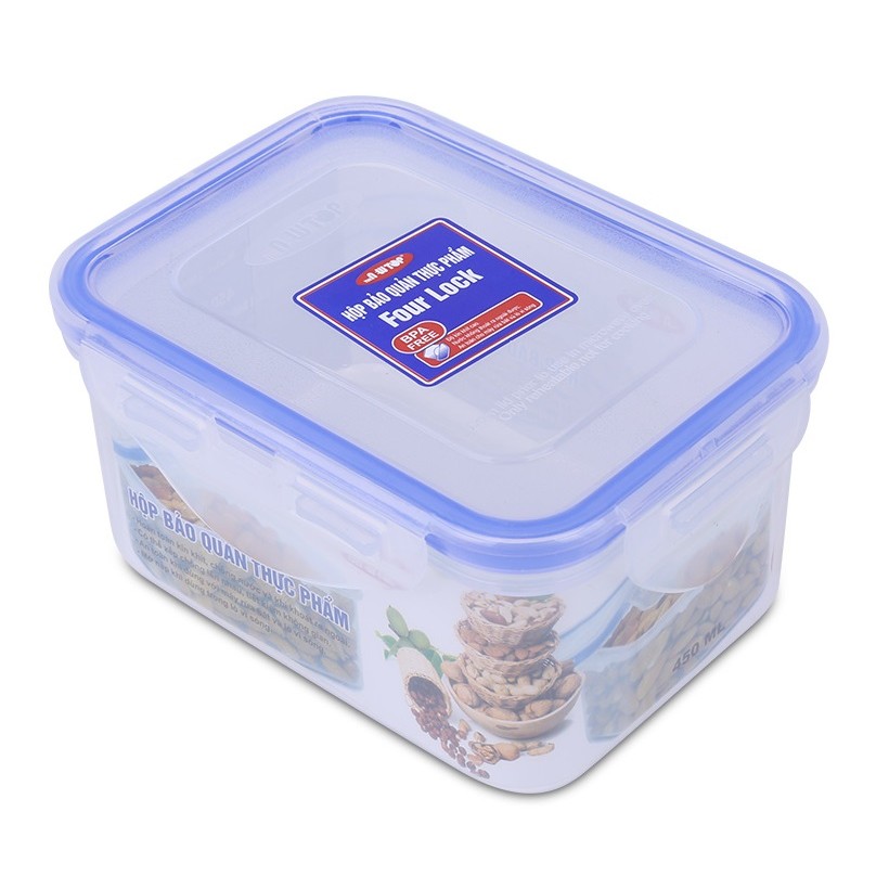 Hộp nhựa bảo quản thực phẩm 4 khóa 450ml | BigBuy360 - bigbuy360.vn