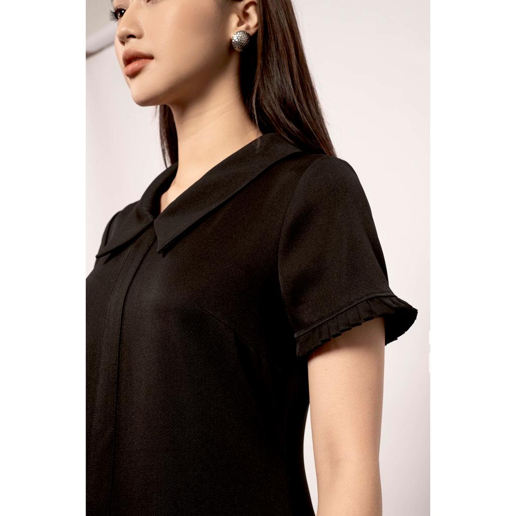 Đầm xuông, dập ly gấu, cổ bẻ, tay phối bèo MMOutfit M-DA071121355